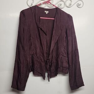 Chan Luu Plum 100% SILK Tie-Front Vintage Blouse Sz M Sophistication at its best